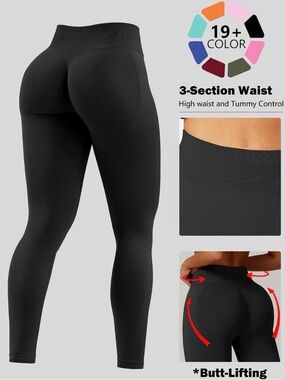 NWT! High-Waist Butt-Lifting Leggings - Black (medium)